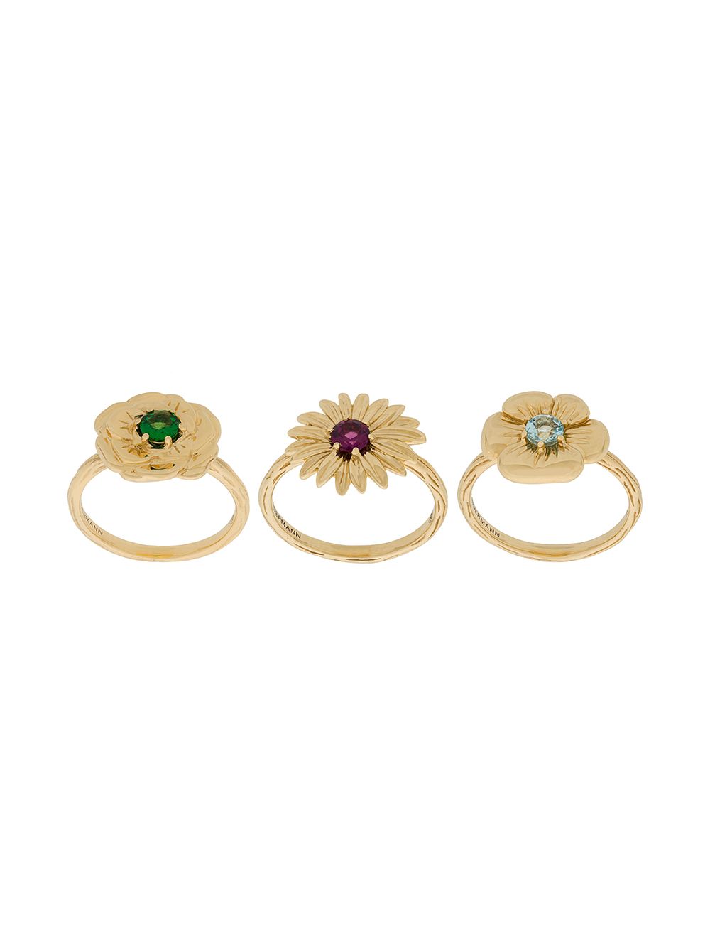 Aurelie Bidermann Bouquet镶嵌花朵戒指组 - 金属色