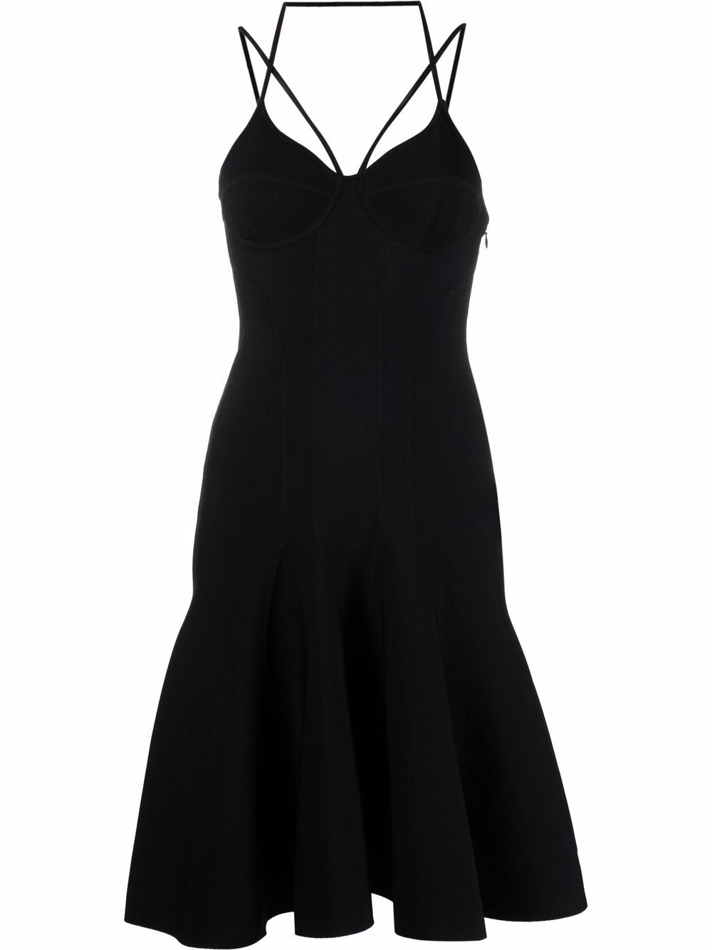 Alexander McQueen 伞形迷你连衣裙 - 黑色