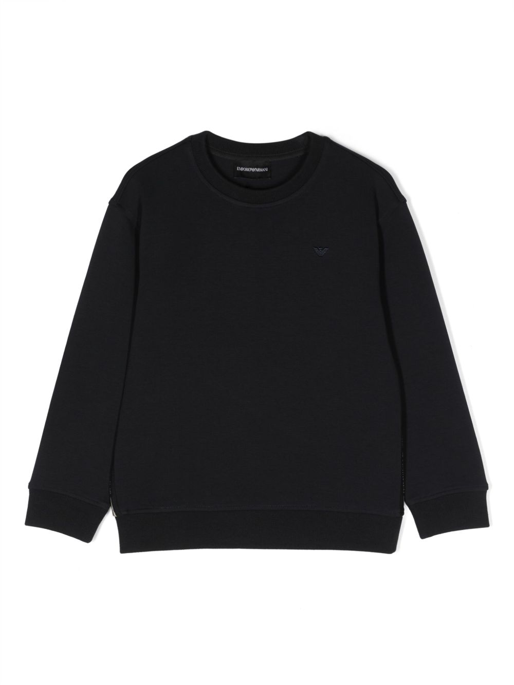 Emporio Armani Kids 平纹针织圆领卫衣 - 蓝色