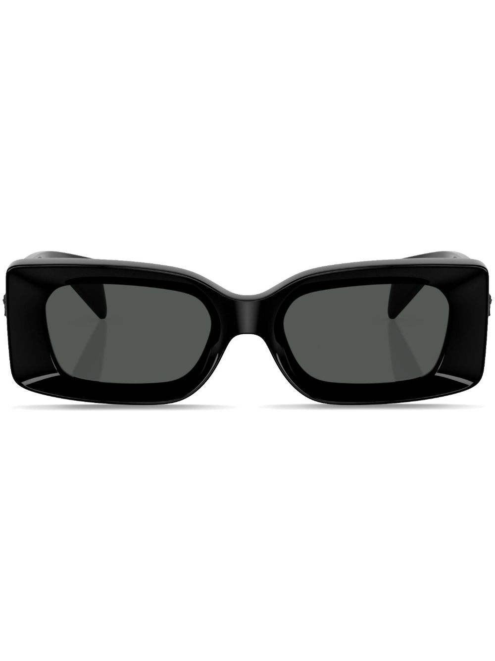 Versace Eyewear 美杜莎标牌长方形镜框太阳眼镜 - 黑色