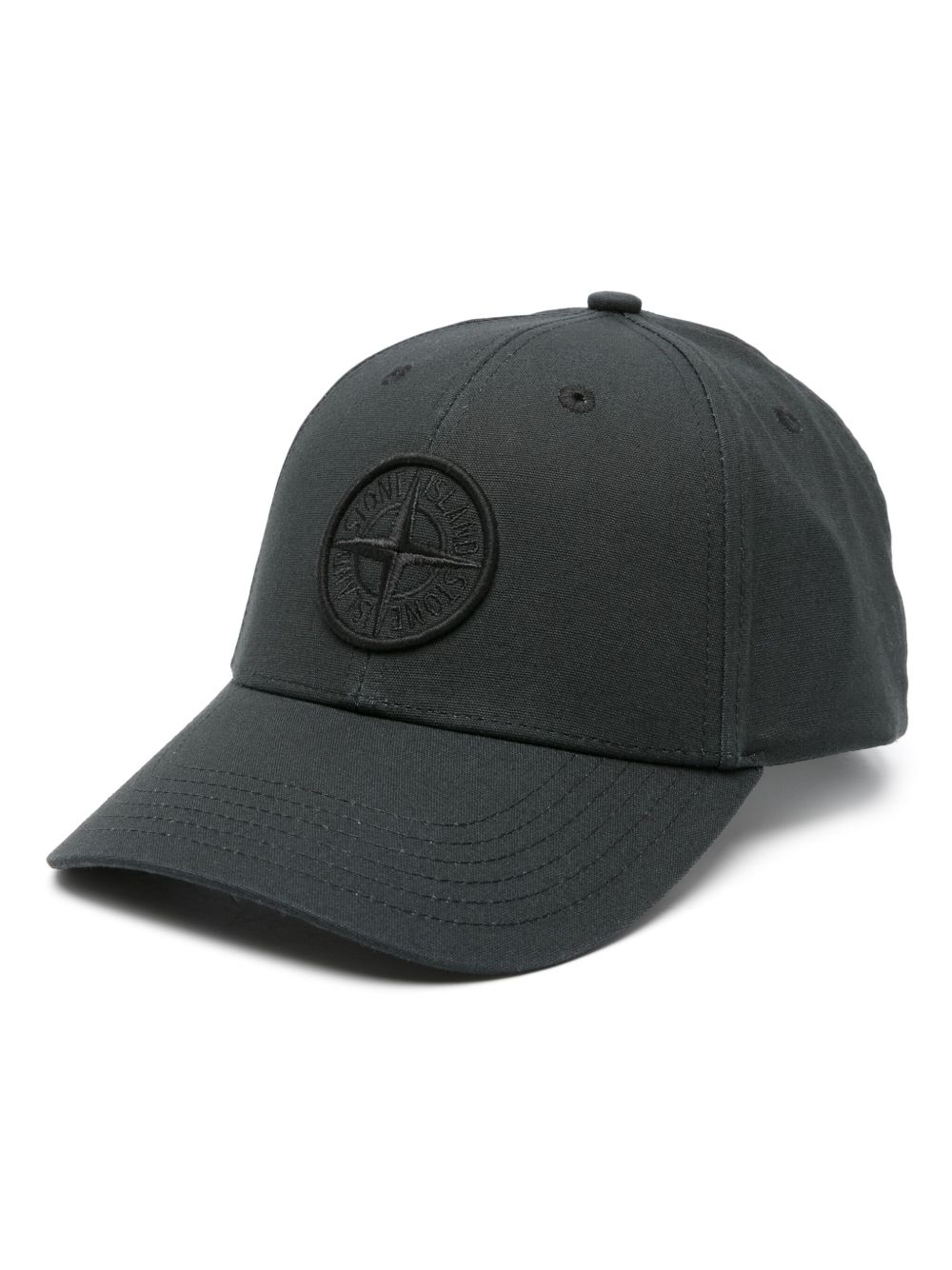 Stone Island logo刺绣棉棒球帽 - 黑色