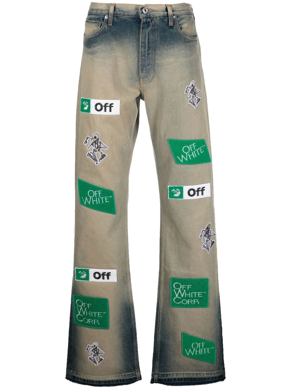 Off-White Diag 多logo牛仔裤 - 灰色