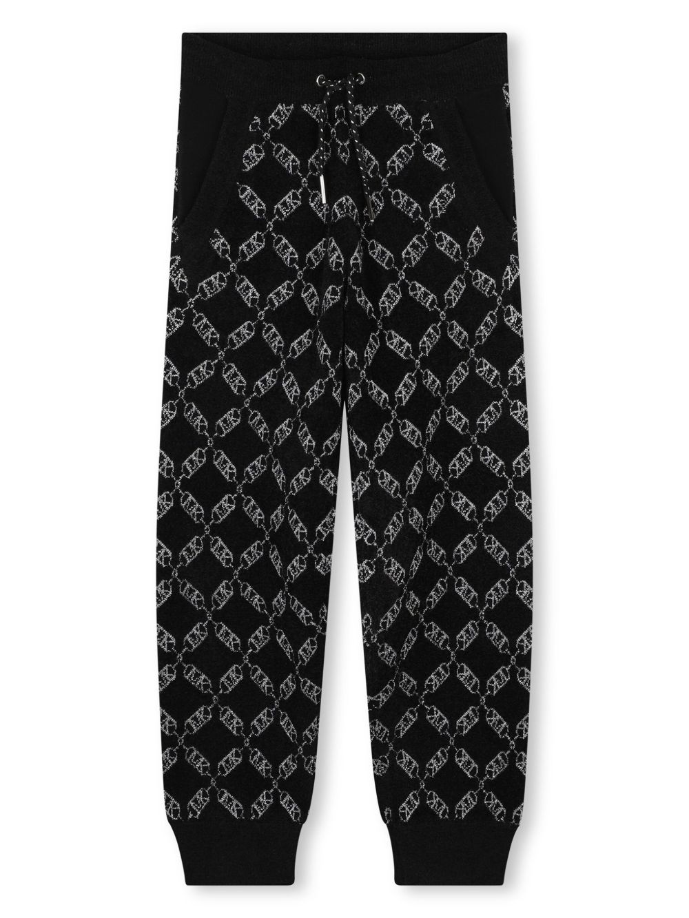 Michael Kors Kids logo提花针织长裤 - 黑色