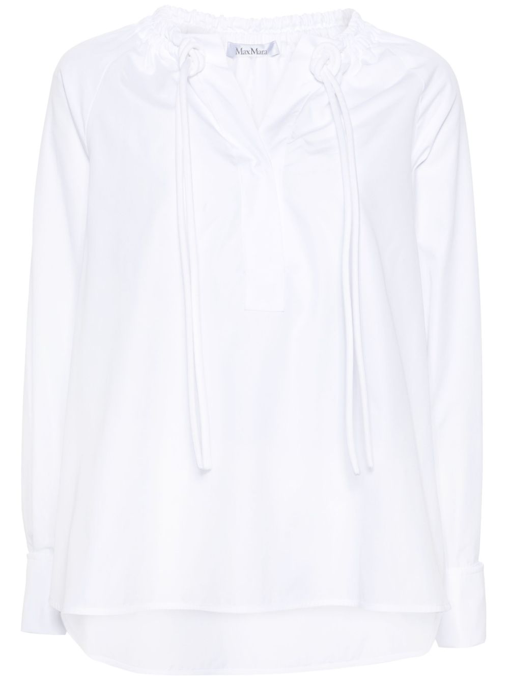 Max Mara 棉府绸系带衬衫 - 白色