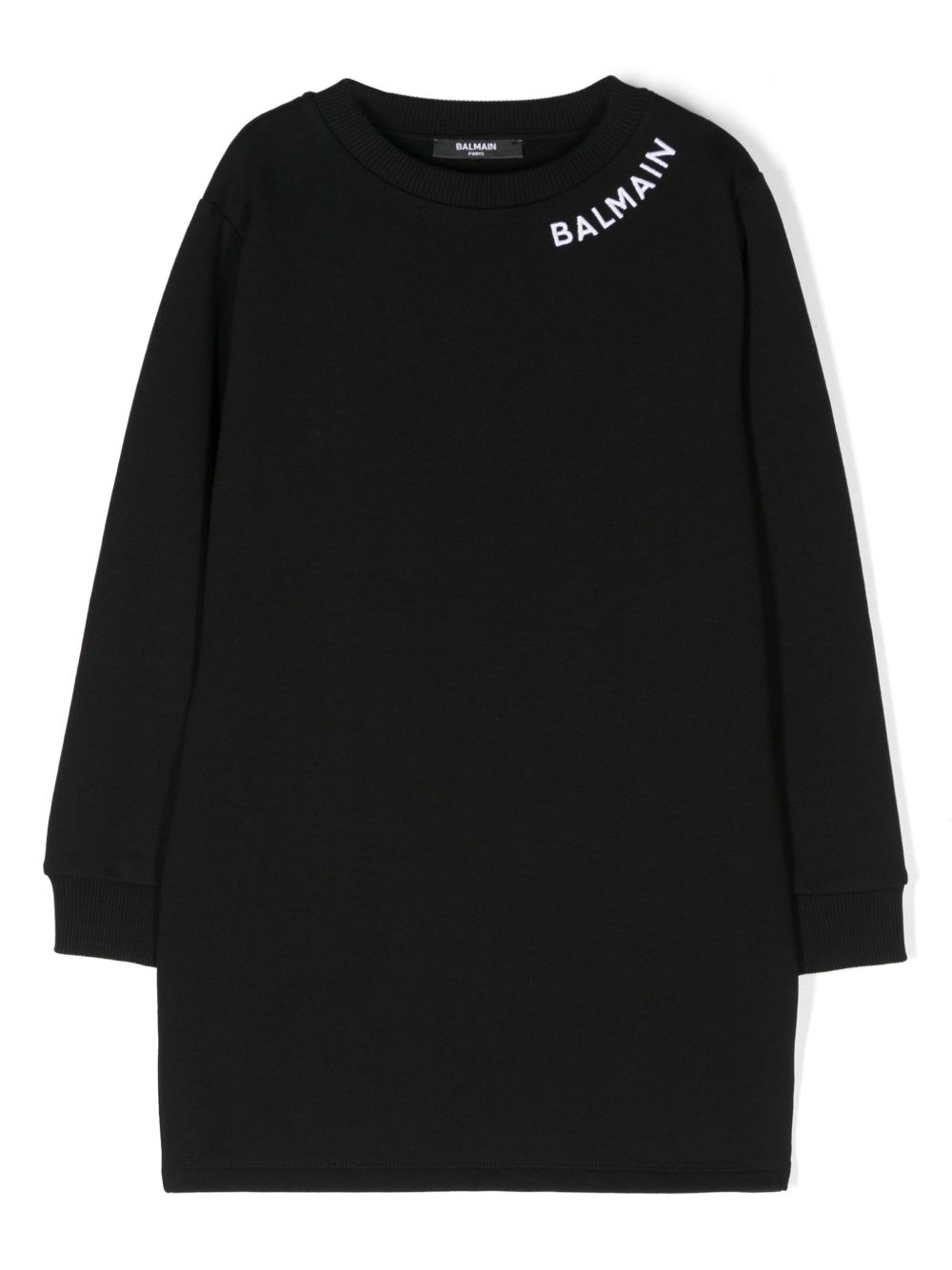 Balmain Kids logo刺绣连衣裙 - 黑色