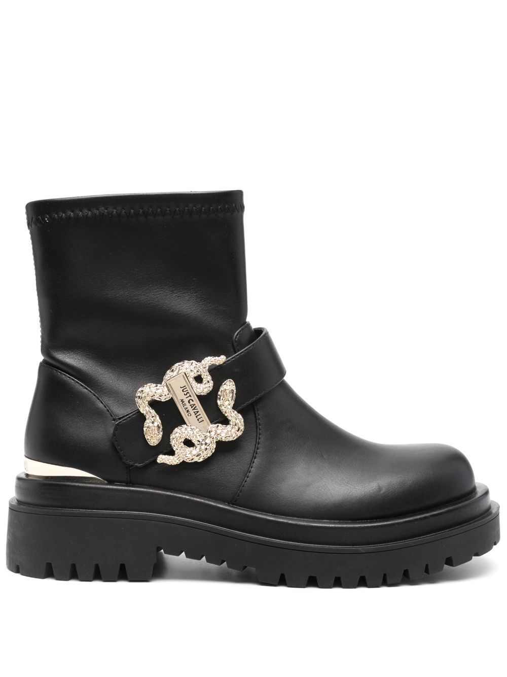 Just Cavalli logo标牌及踝靴 - 黑色