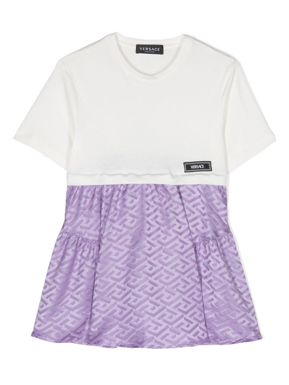 Versace Kids 经典印花T恤式连衣裙 - 白色
