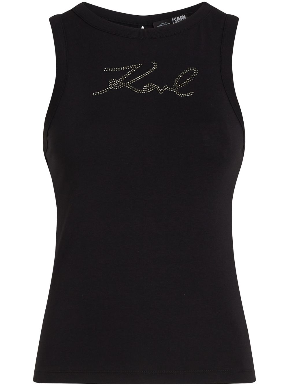 Karl Lagerfeld Signature 水钻缀饰坦克背心 - 黑色