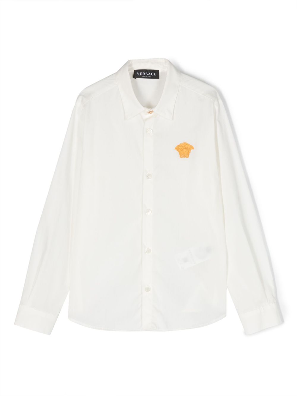 Versace Kids 美杜莎刺绣棉衬衫 - 白色