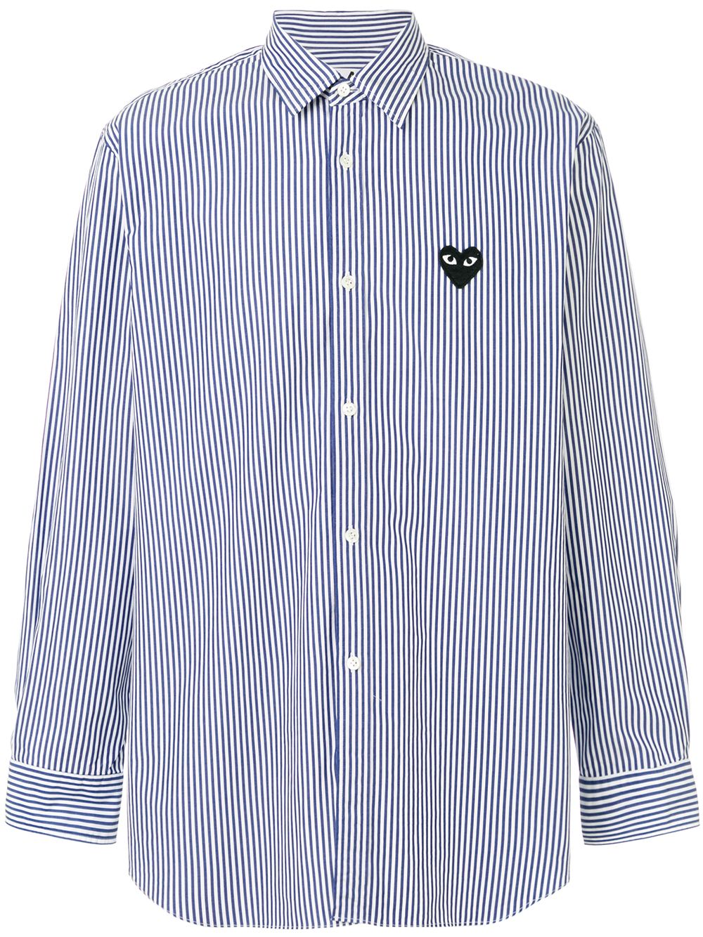 Comme Des Garçons Play 条纹爱心logo衬衫 - 蓝色
