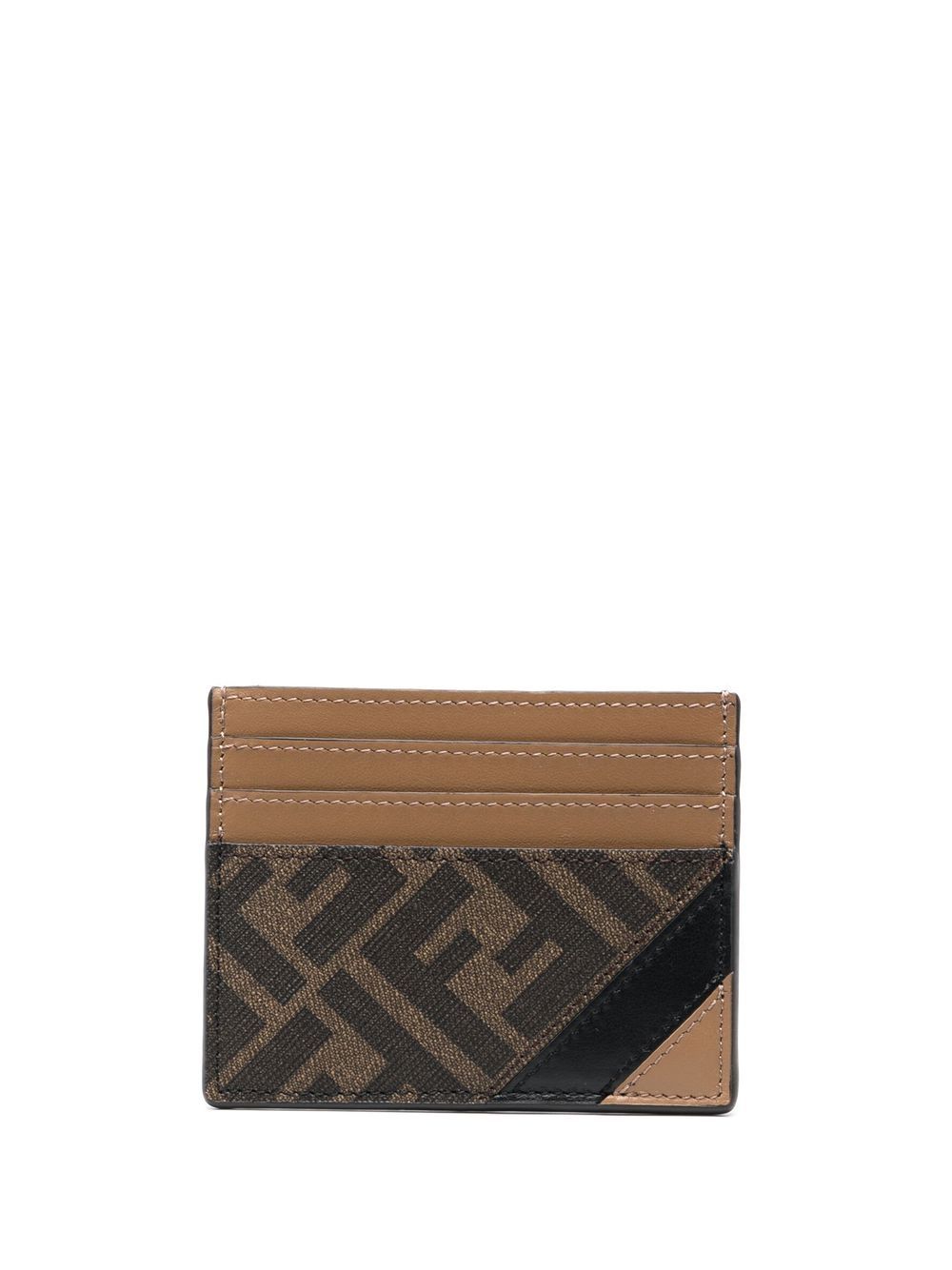 FENDI logo印花卡夹 - 褐色
