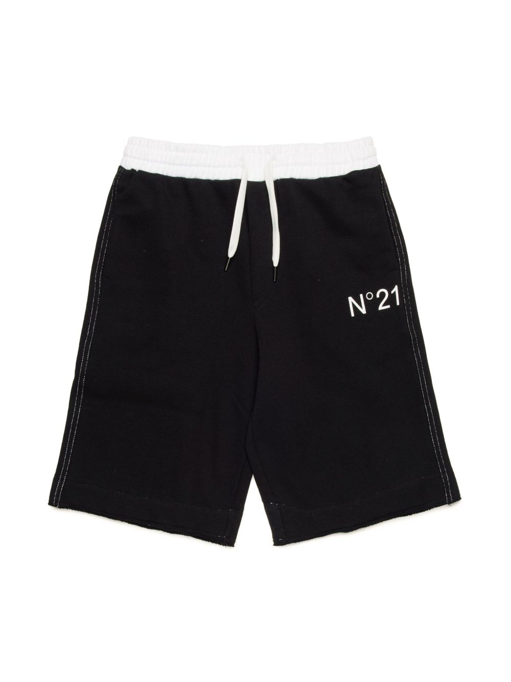 Nº21 Kids logo印花短裤 - 黑色