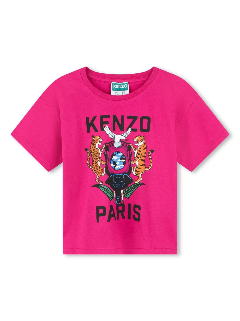 Kenzo Kids logo老虎印花T恤 - 粉色