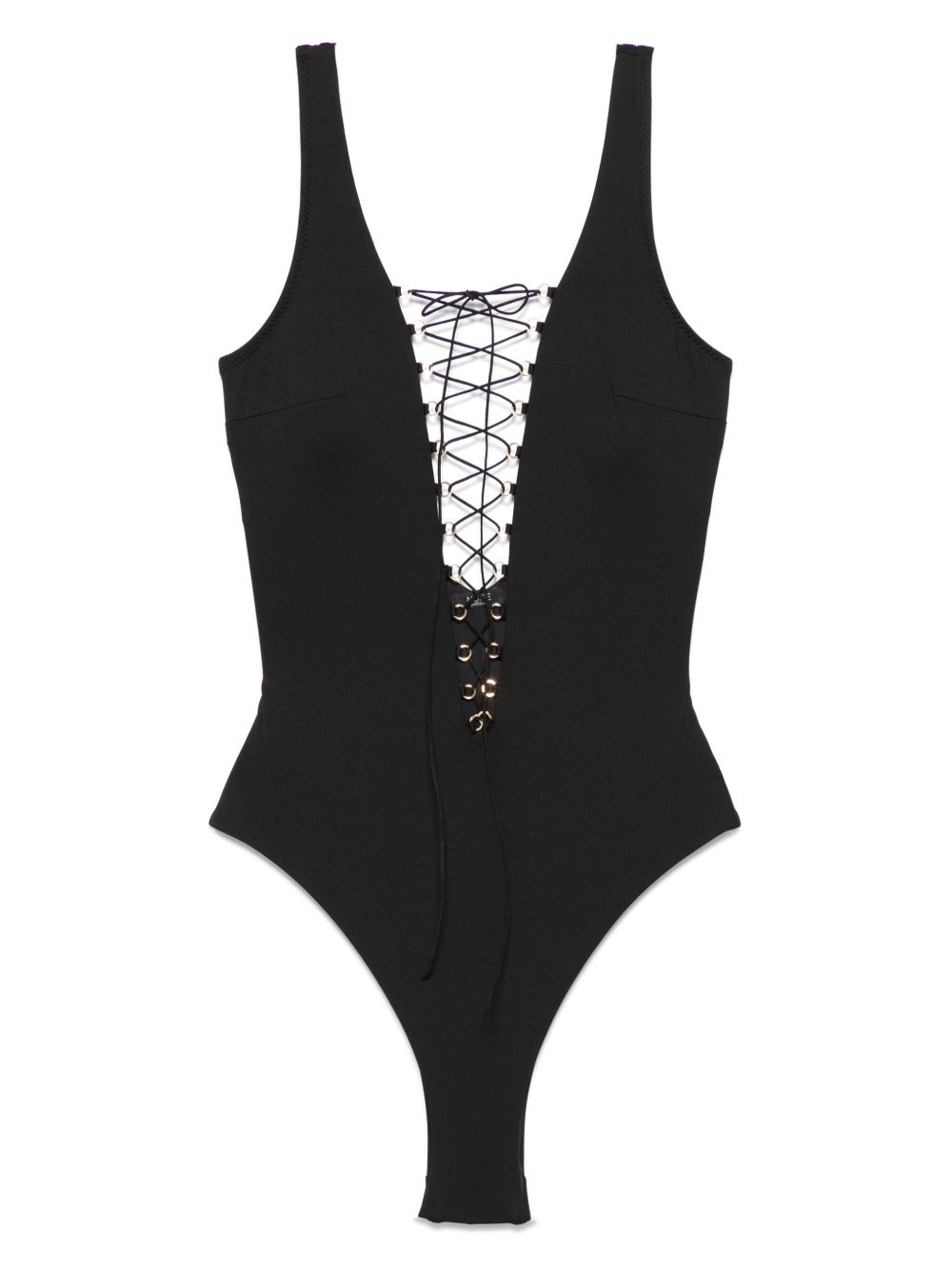 Noire Swimwear 系带连体泳衣 - 黑色
