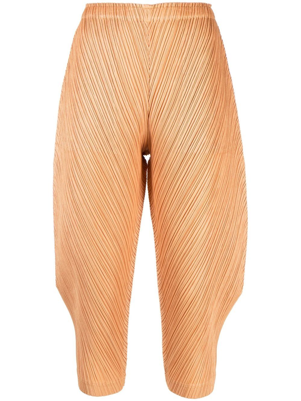 Pleats Please Issey Miyake 褶饰效果长裤 - 橘色