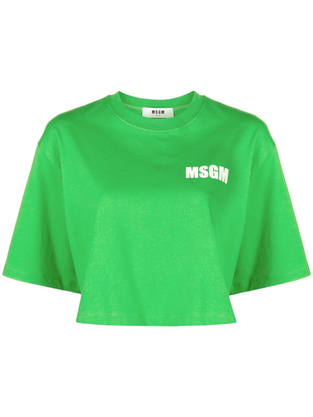MSGM logo印花短款棉T恤 - 绿色