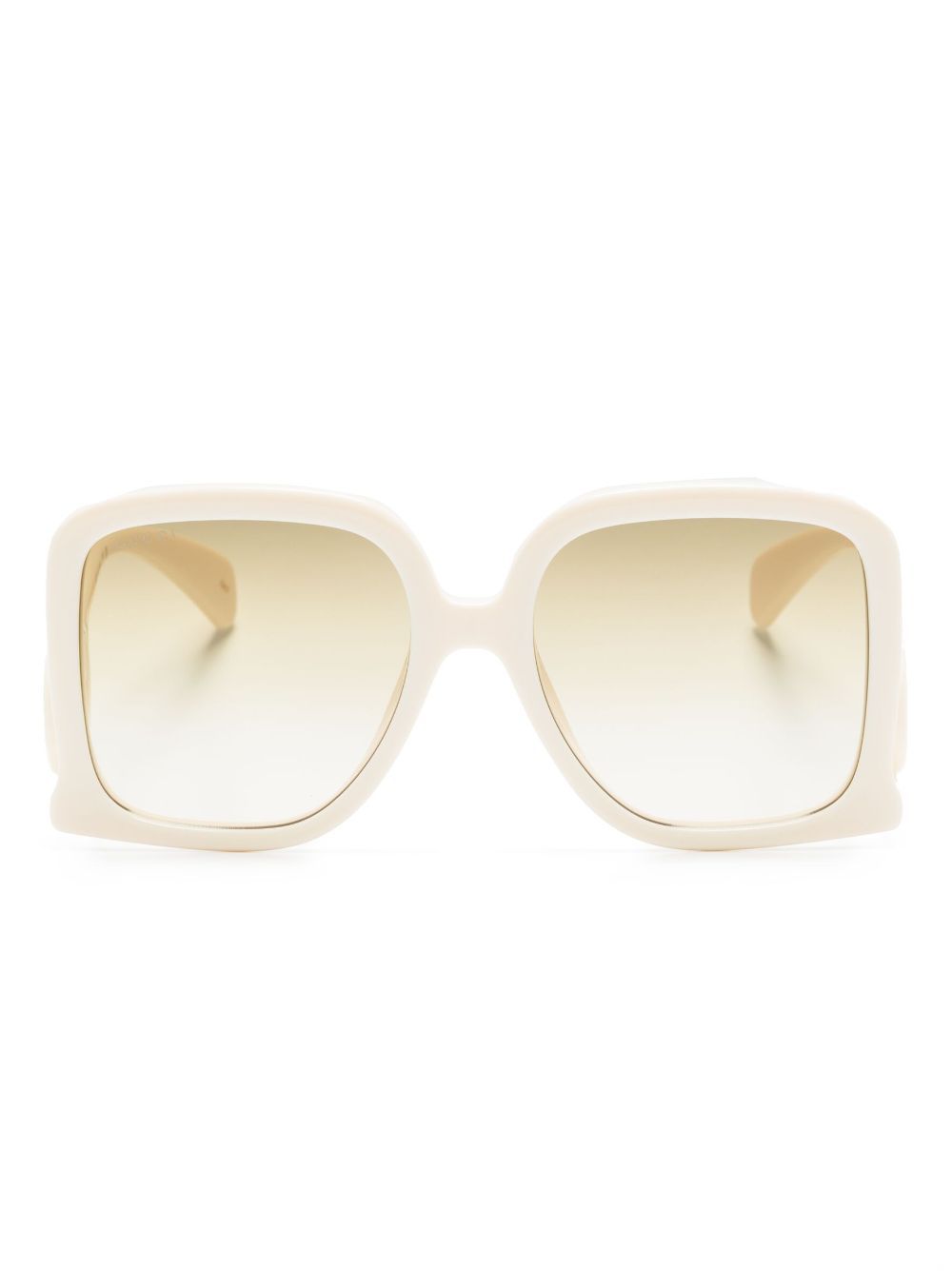Gucci Eyewear Interlocking-G 超大款镜框太阳眼镜 - 白色