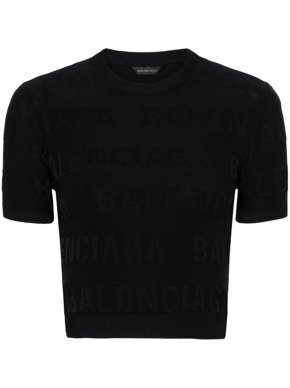 Balenciaga logo提花短款上衣 - 黑色