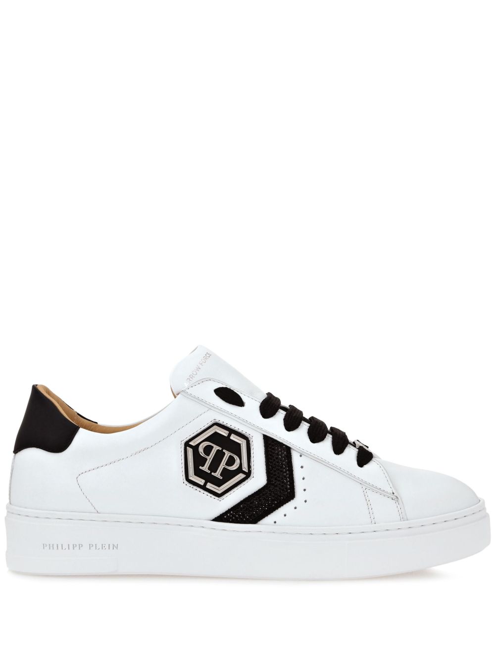 Philipp Plein Arrow Force Strass Hexagon 低帮运动鞋 - 白色