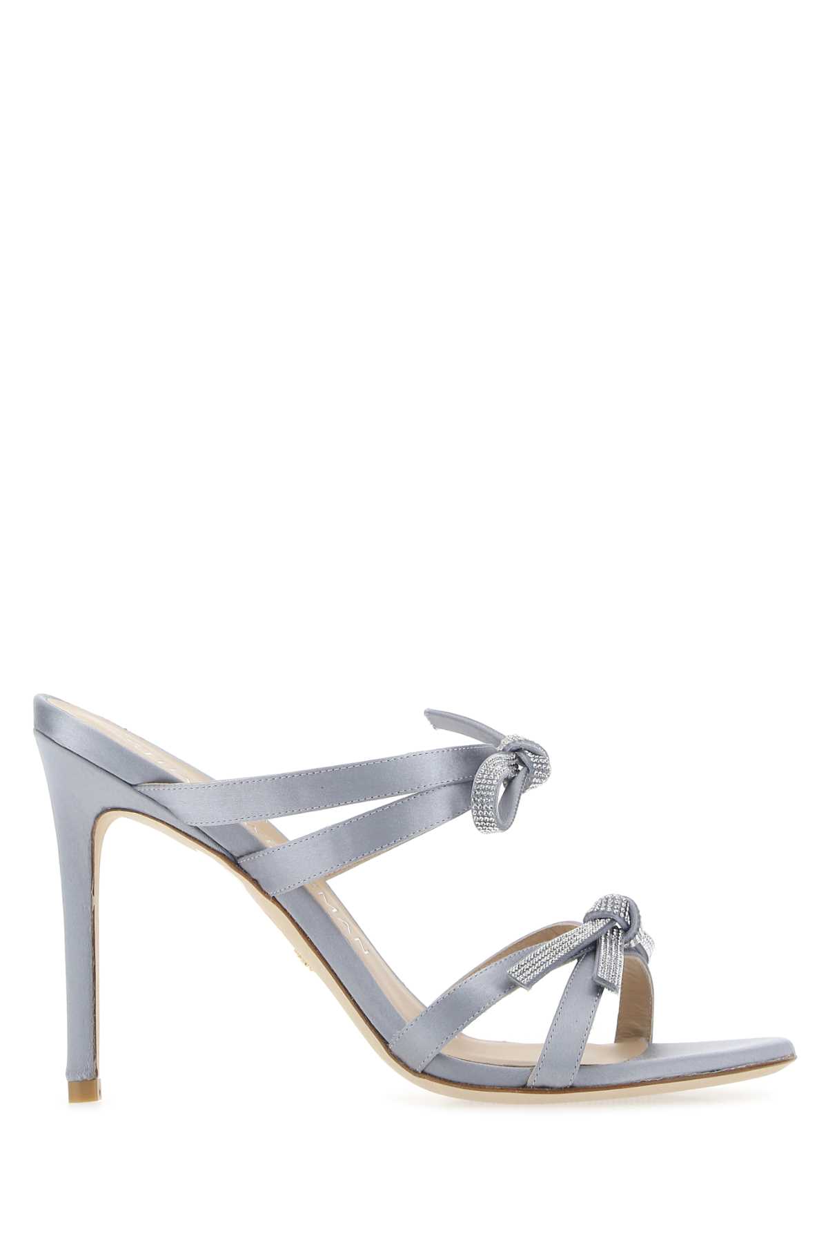 Stuart Weitzman Powder Blue Satin Sw Bow Mules