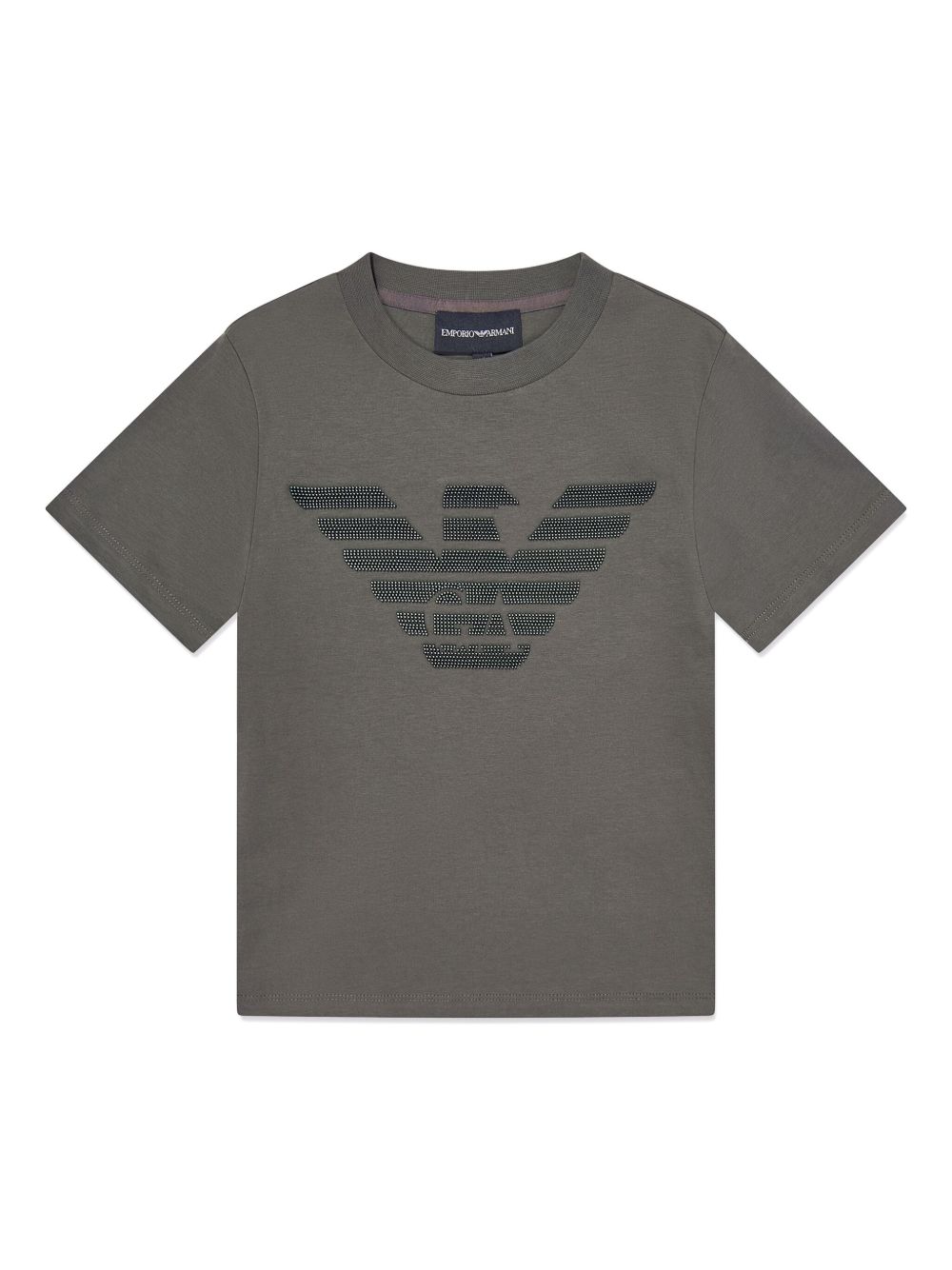 Emporio Armani Kids 水钻logo T恤 - 绿色