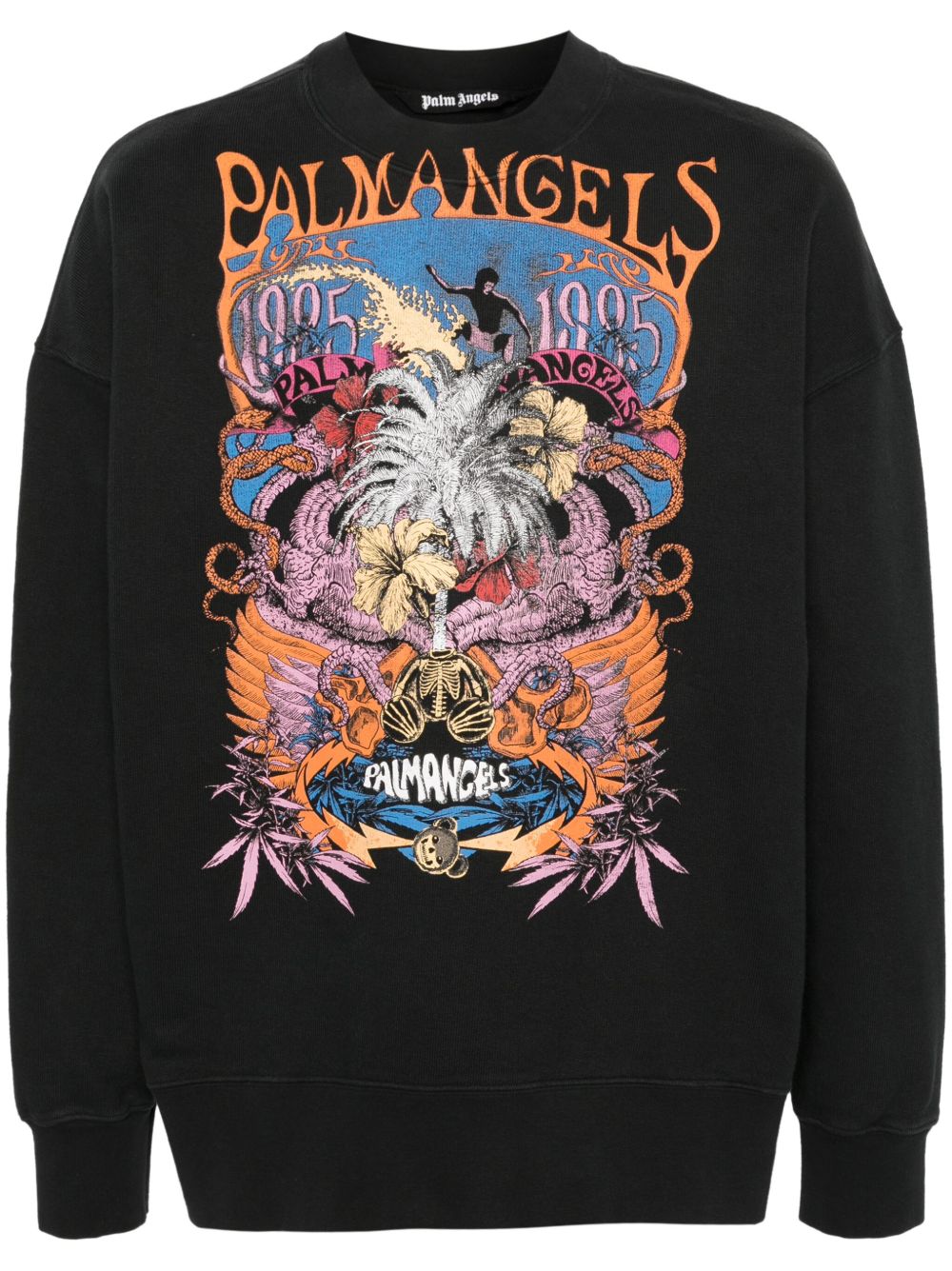Palm Angels 图案印花棉卫衣 - 黑色