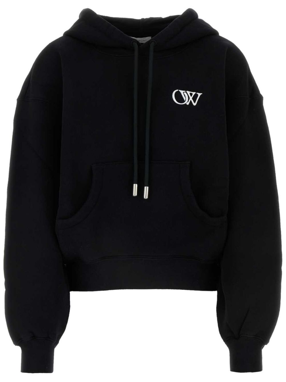 Off-White logo刺绣连帽衫 - 黑色