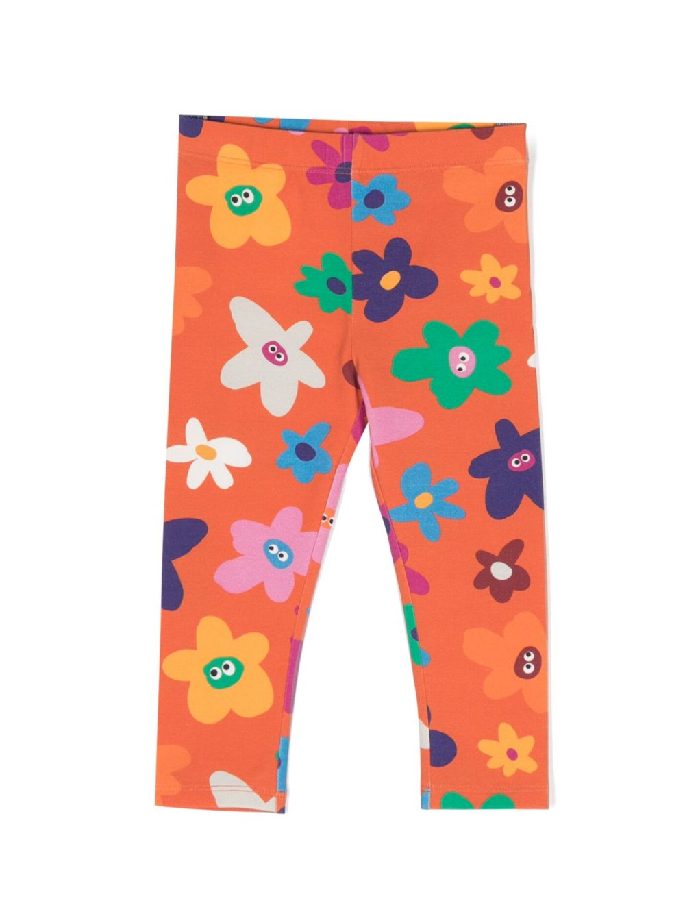 Stella McCartney Kids Smiley 花卉印花棉打底裤 - 橘色