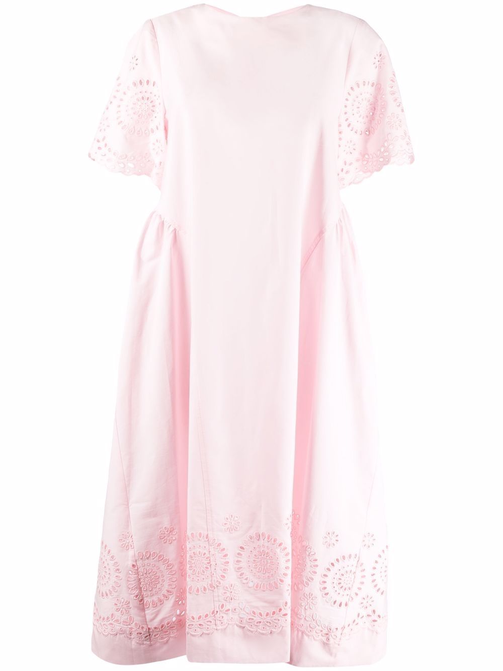P.A.R.O.S.H. Broderie Anglaise 中长连衣裙 - 粉色