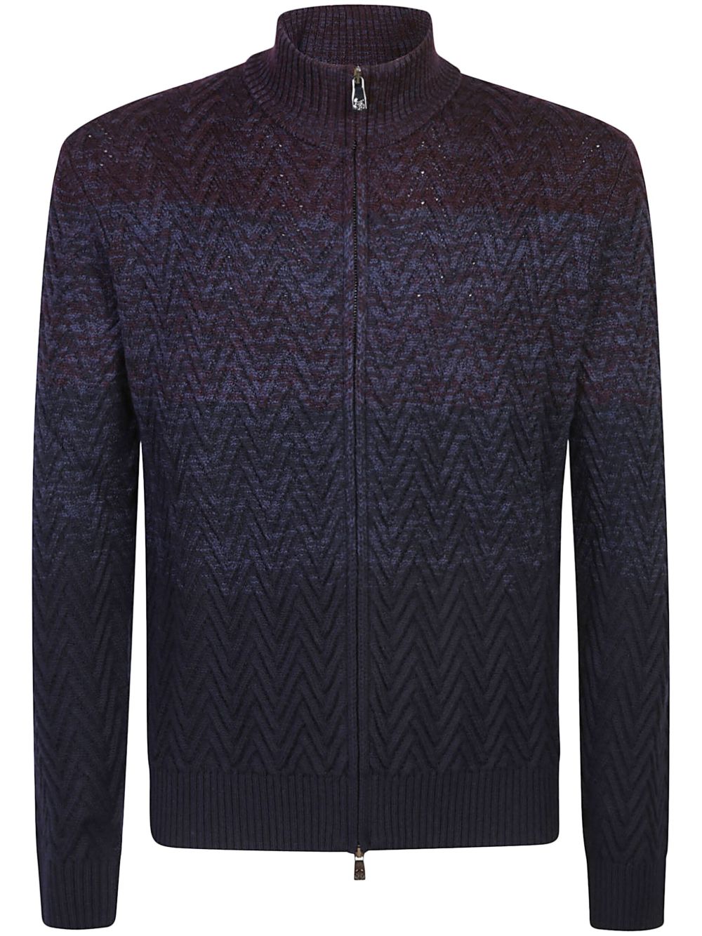Corneliani 人字纹图案针织开衫 - 紫色
