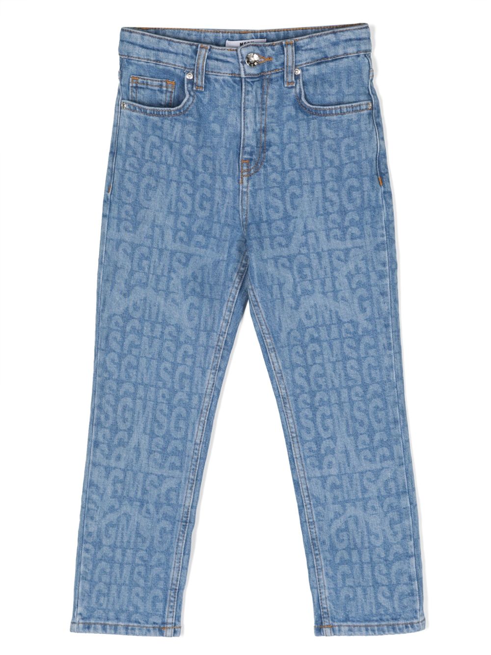 MSGM Kids 经典logo印花牛仔裤 - 黑色