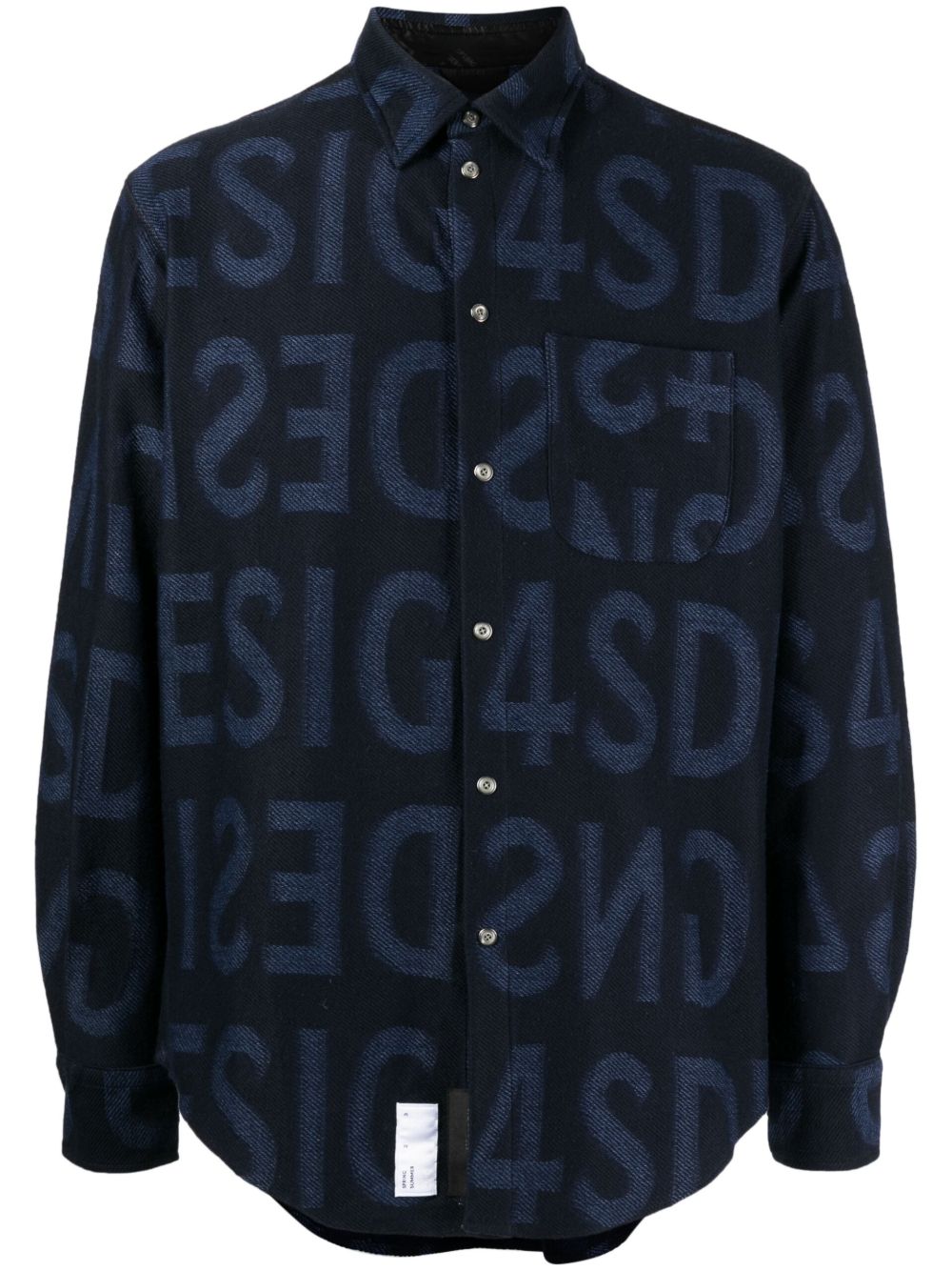 4SDESIGNS logo印花棉衬衫 - 蓝色