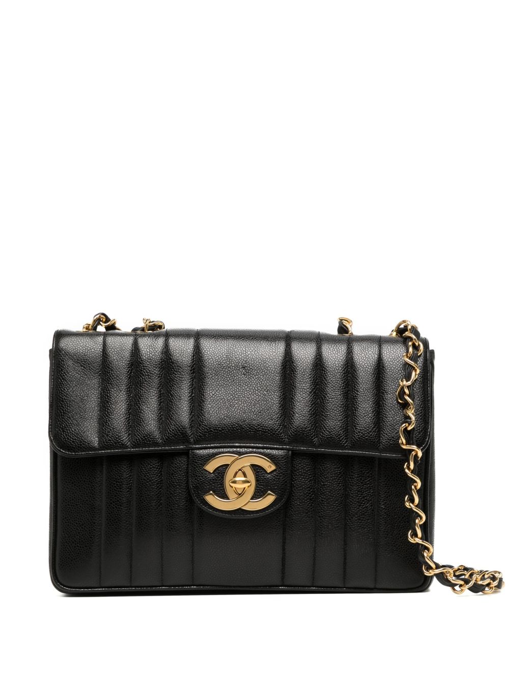CHANEL Pre-Owned Jumbo Mademoiselle Classic Flap 单肩包（1992年典藏款） - 黑色