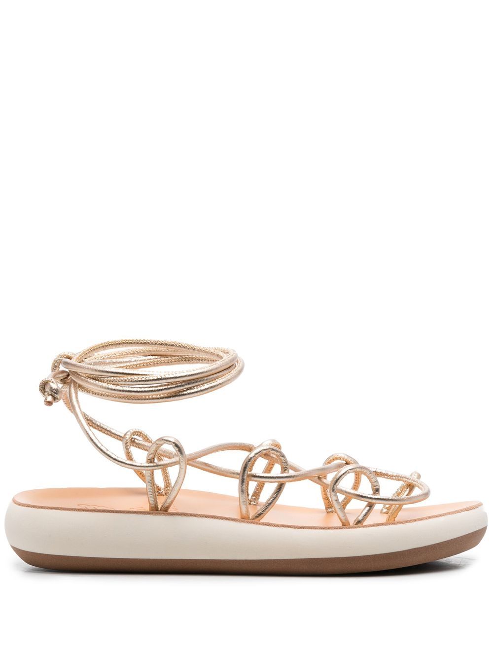 Ancient Greek Sandals Nisi 交叉带细节凉鞋 - 金色