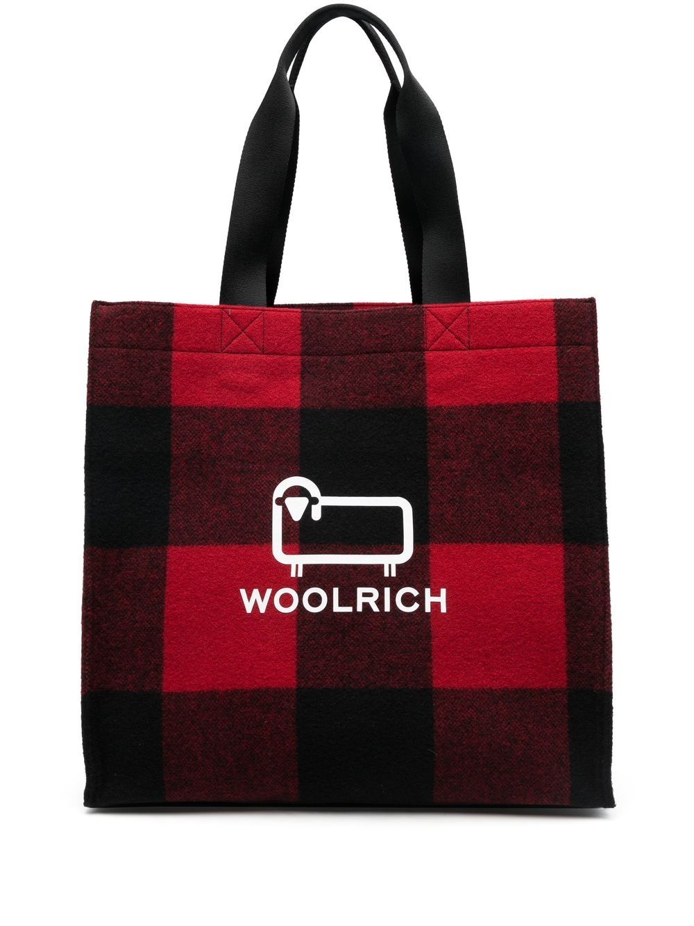 Woolrich logo印花格纹托特包 - 红色