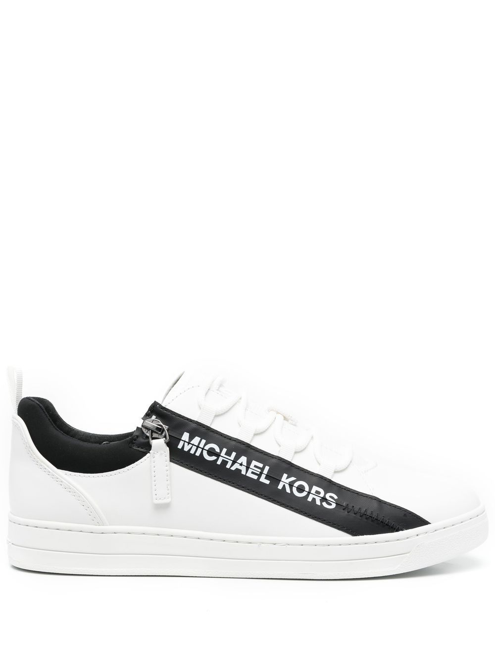 Michael Kors logo印花拉链细节运动鞋 - 白色
