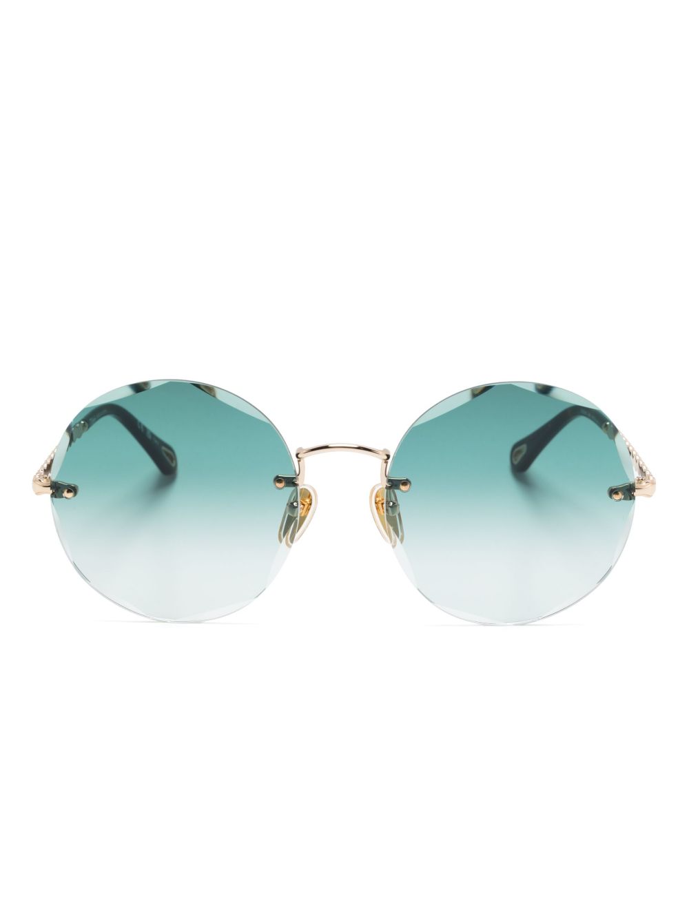 Chloé Eyewear 圆框太阳眼镜 - 金色