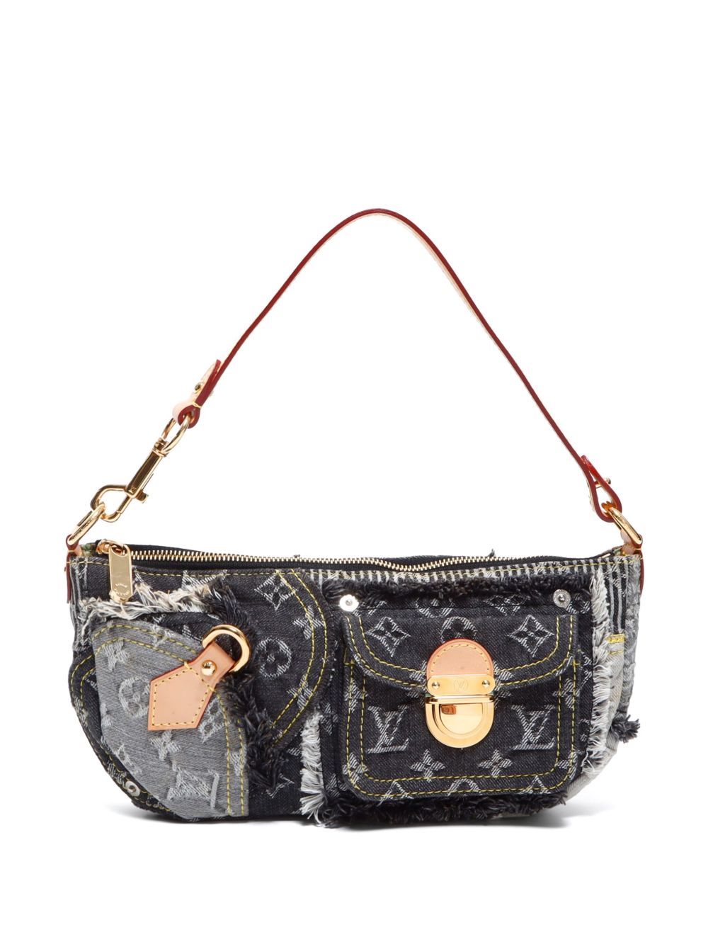 Louis Vuitton Pre-Owned 拼贴设计经典logo单肩包（2007年典藏款） - 灰色