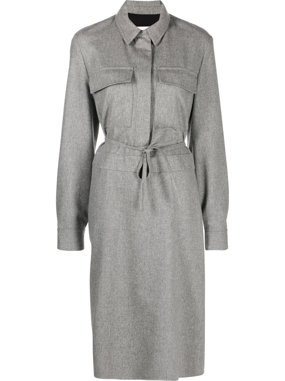 Jil Sander 束腰直筒衬衫裙 - 灰色