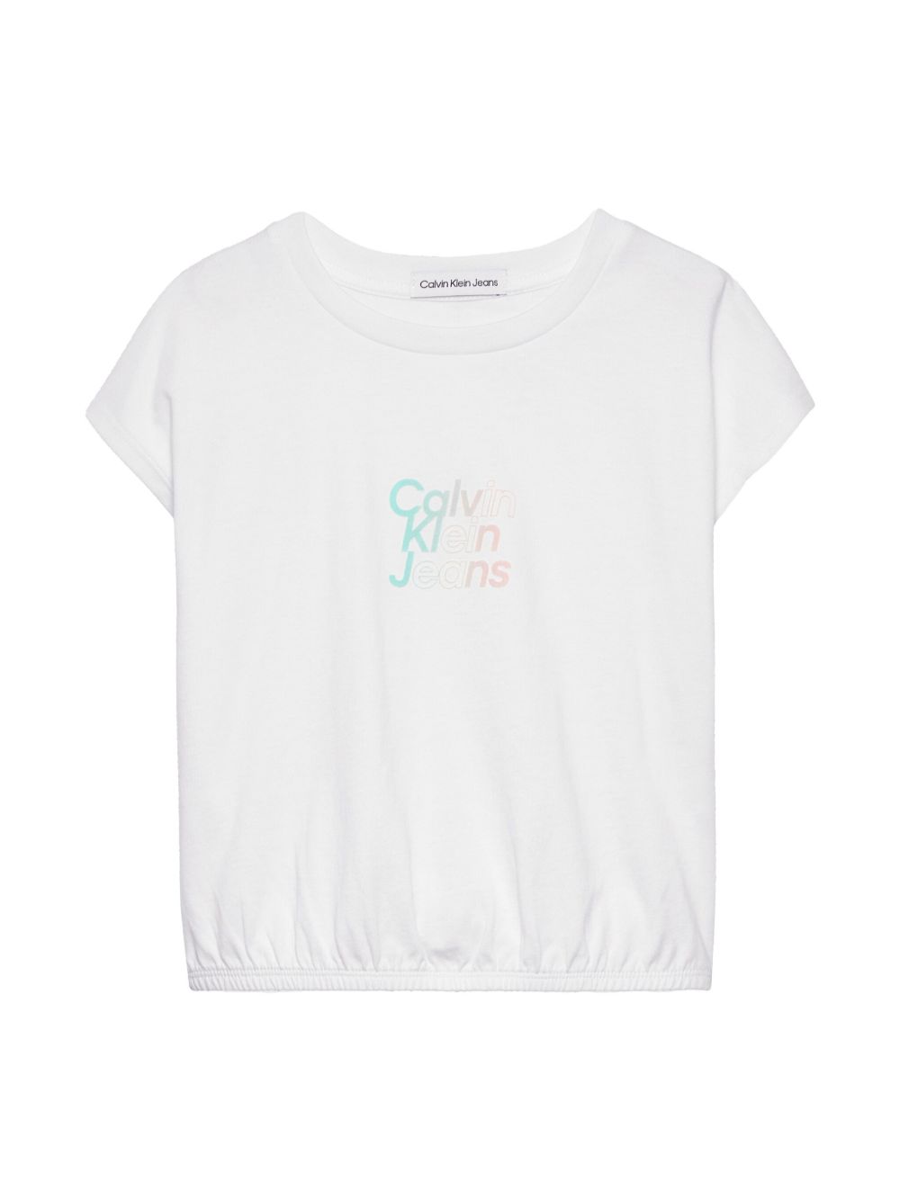Calvin Klein Kids 植绒logo T恤 - 白色