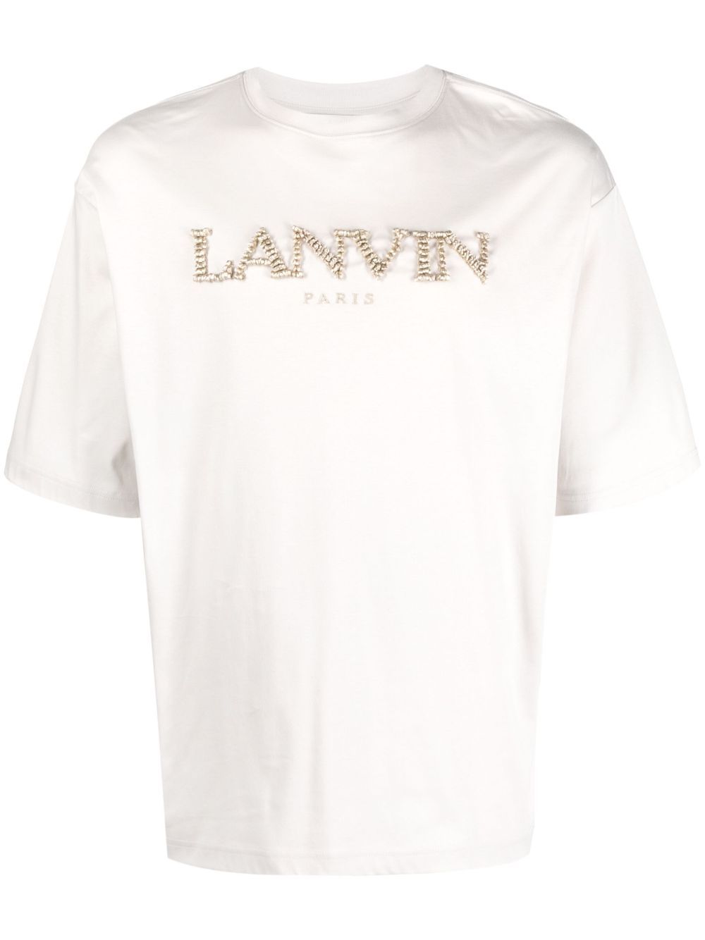 Lanvin logo刺绣棉T恤 - 灰色