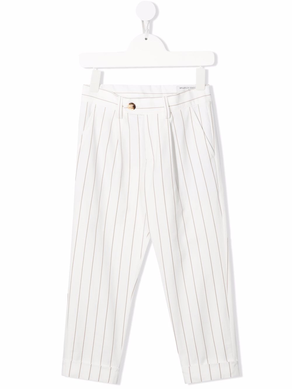 Brunello Cucinelli Kids 条纹西裤 - 白色