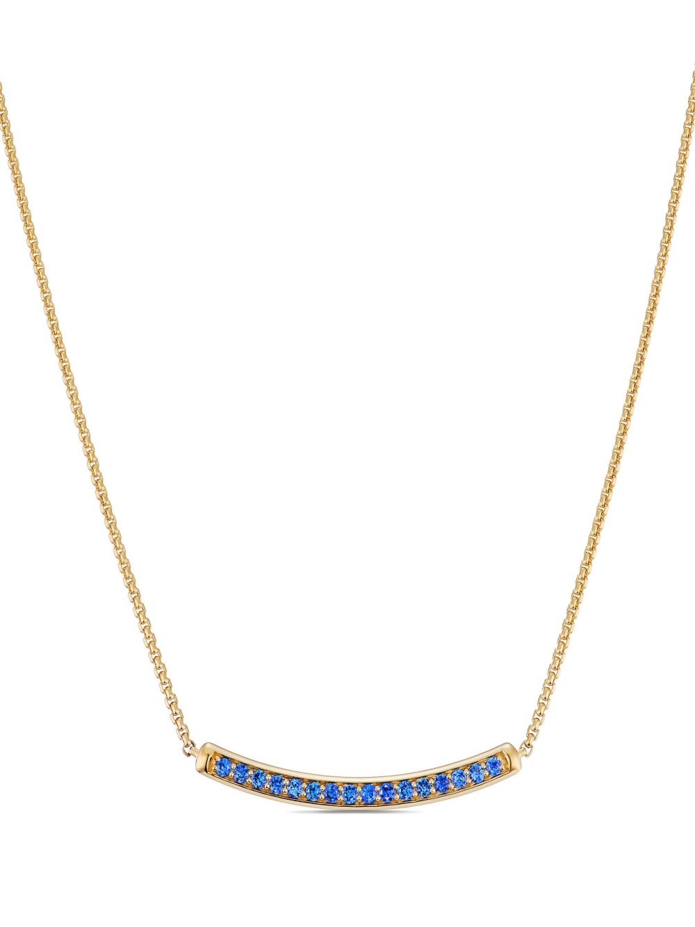 David Yurman 18K黄金 Petite Pavé Bar 蓝宝石项链 - 金色