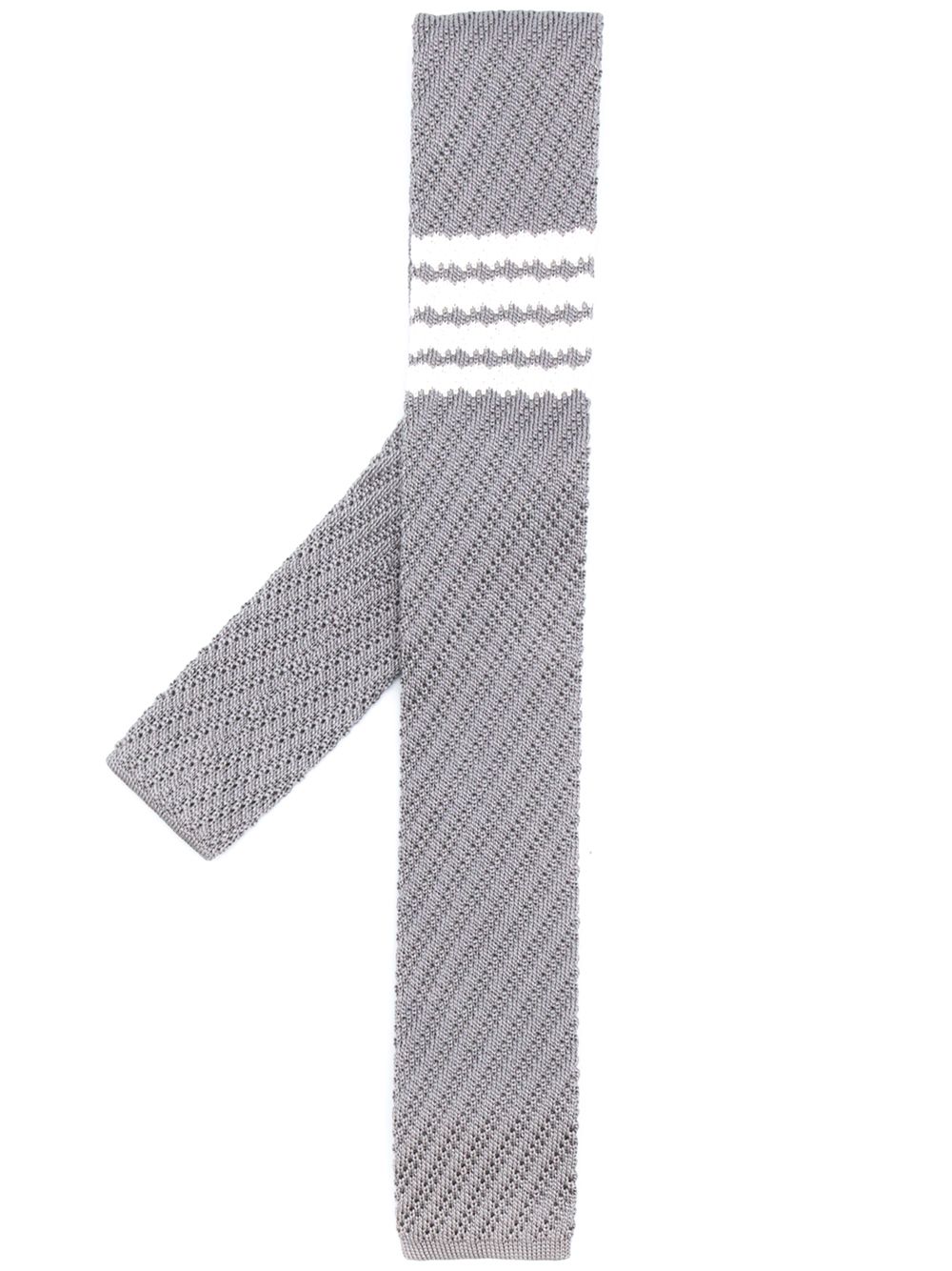 Thom Browne 四条纹针织领带 - 灰色