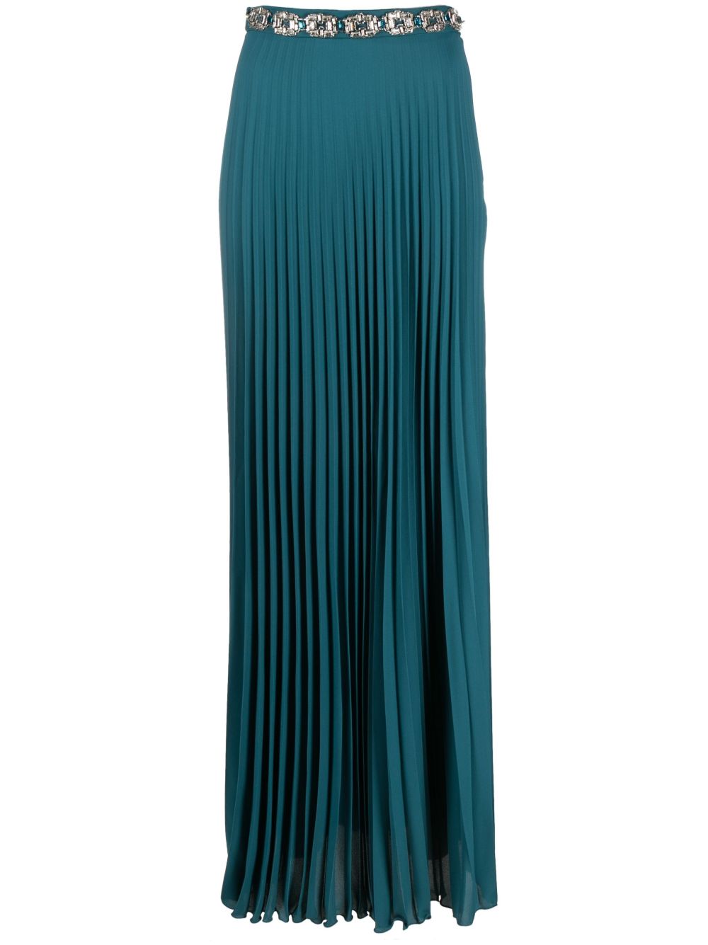 Elisabetta Franchi 乔其纱缀饰百褶超长半身裙 - 蓝色