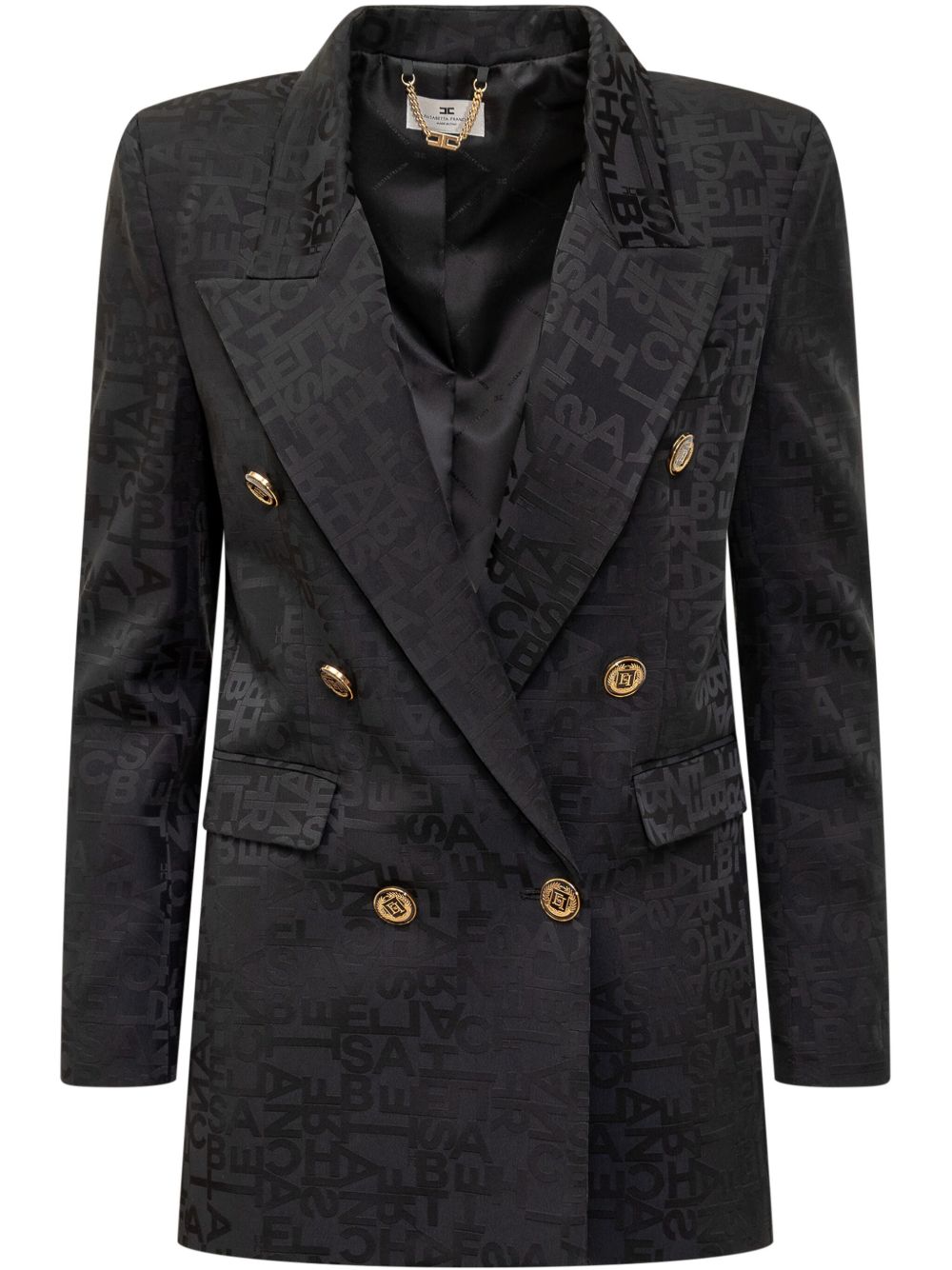 Elisabetta Franchi Jacquard Lettering 西装夹克 - 黑色