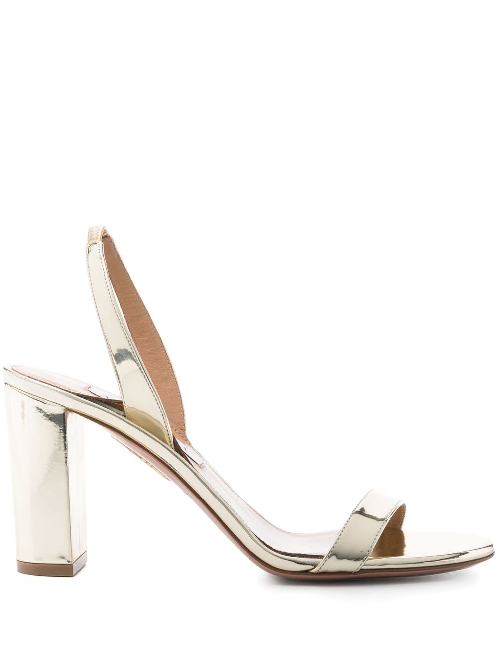 Aquazzura So Nude 高跟金属感皮质凉鞋 - 金色