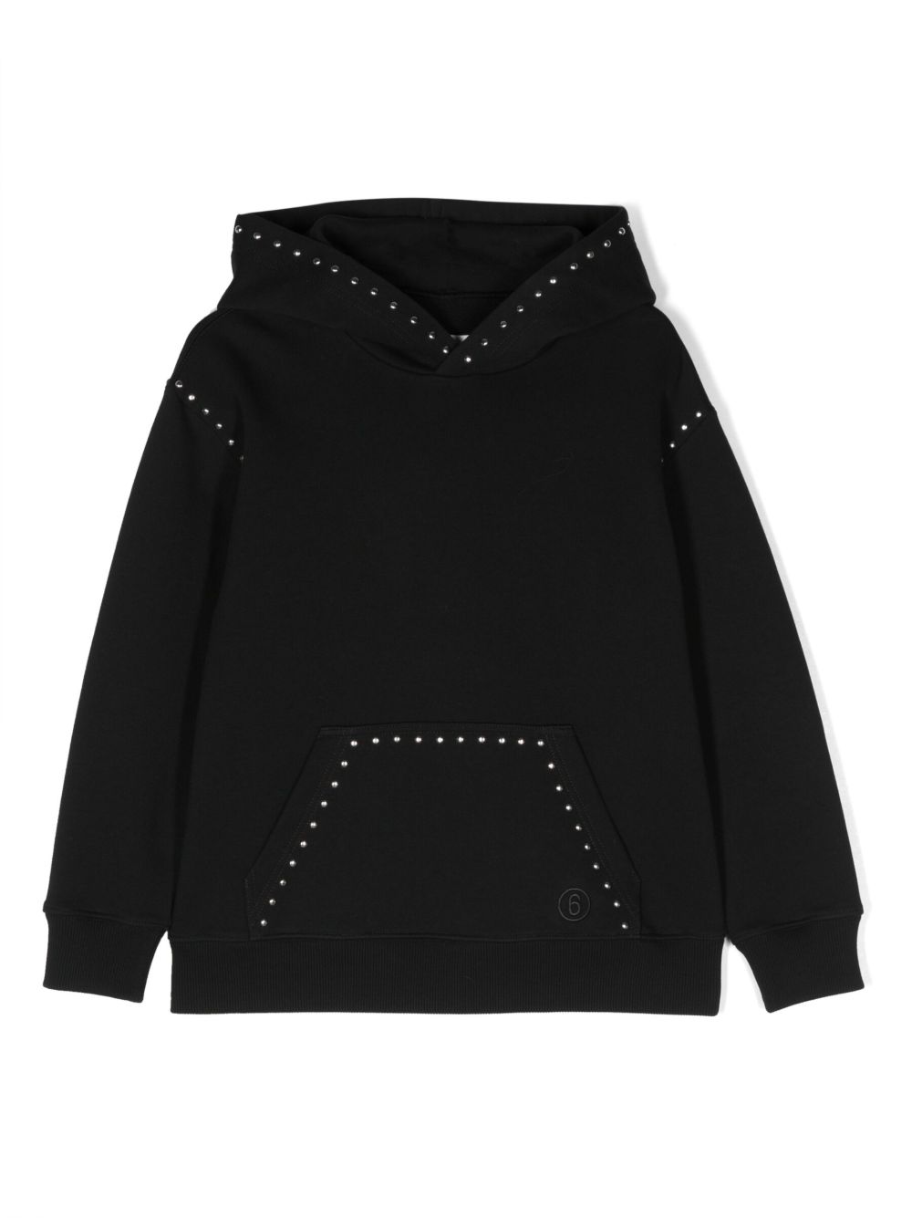 MM6 Maison Margiela Kids 铆钉缀饰连帽卫衣 - 黑色