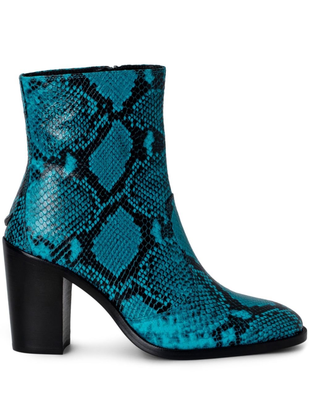 Zadig&Voltaire Preiser 仿蛇皮高跟及踝靴 - 蓝色