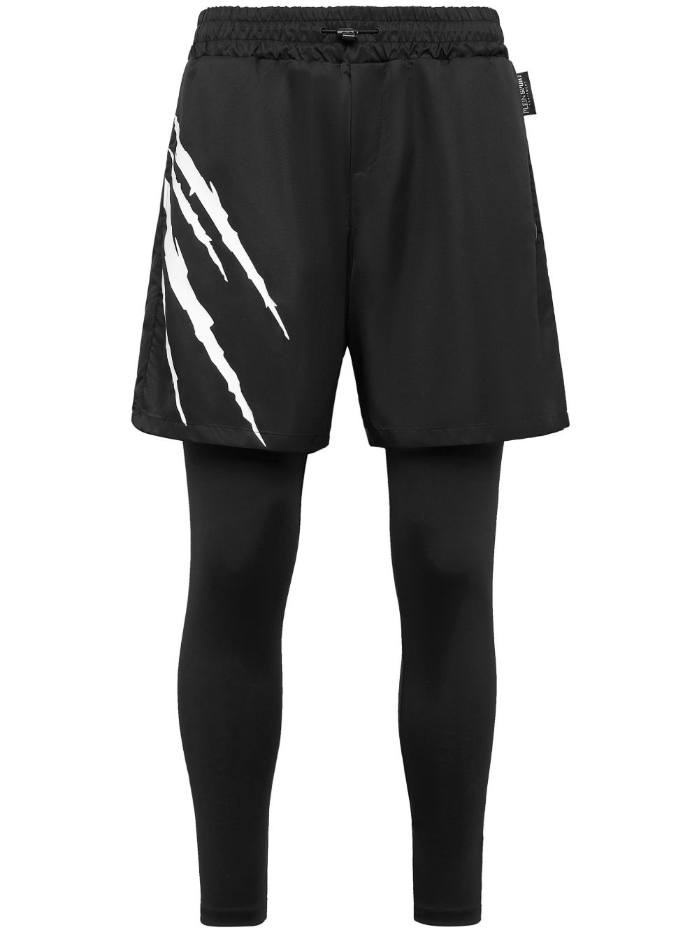 Plein Sport Running logo印花分层式长裤 - 黑色